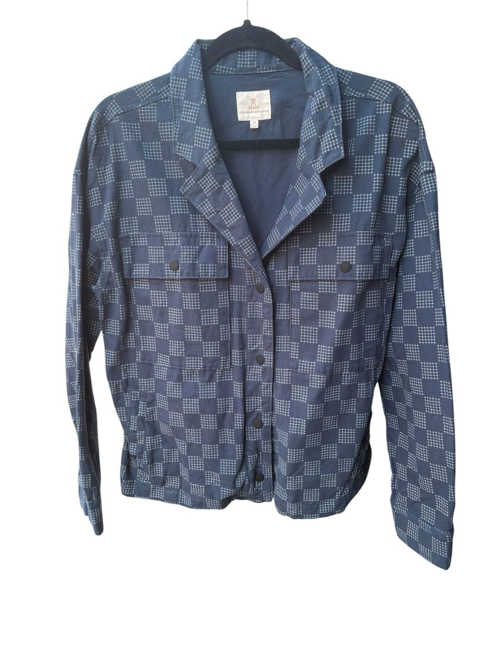 ROARK Women’s Blue Patterned Check Cotton Button-Up Jacket